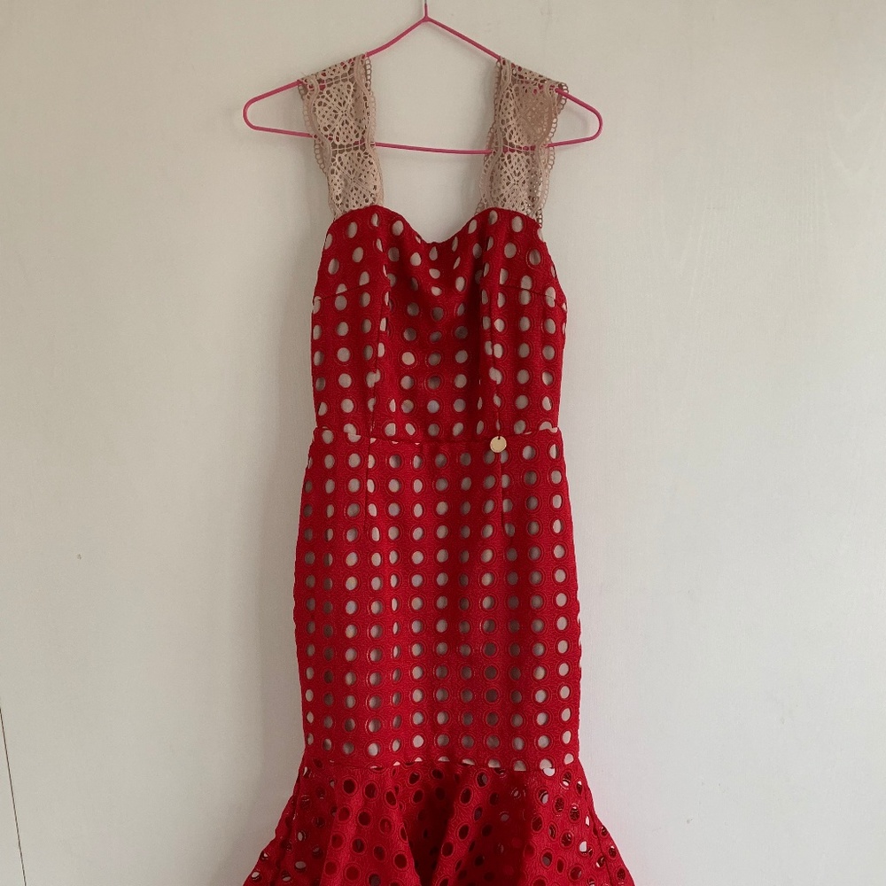 Like New Bronx and Banco Red Polka dress, Size Small
